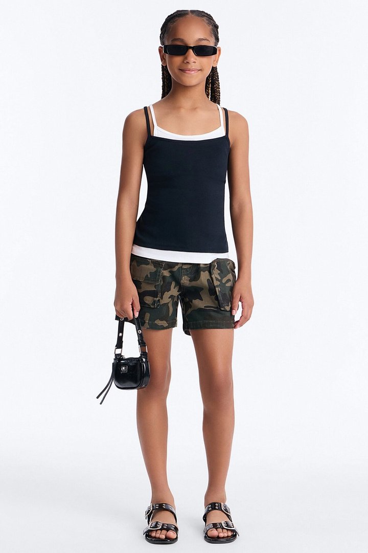 Mini Back Alley Camo Cargo Short - Olive/combo