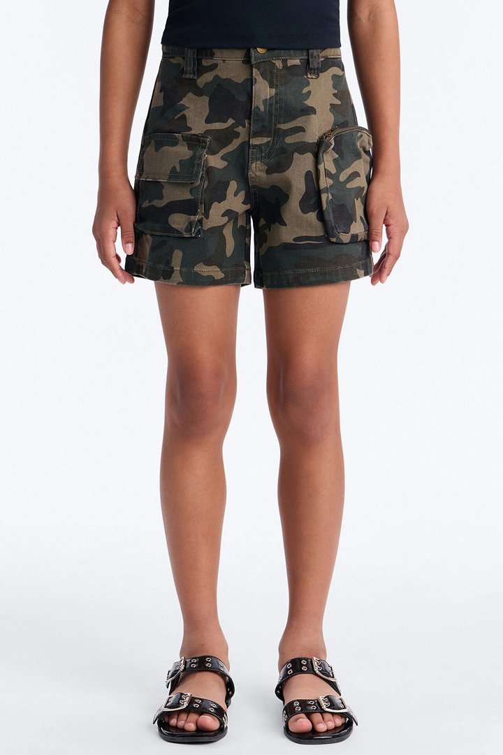 Mini Back Alley Camo Cargo Short - Olive/combo