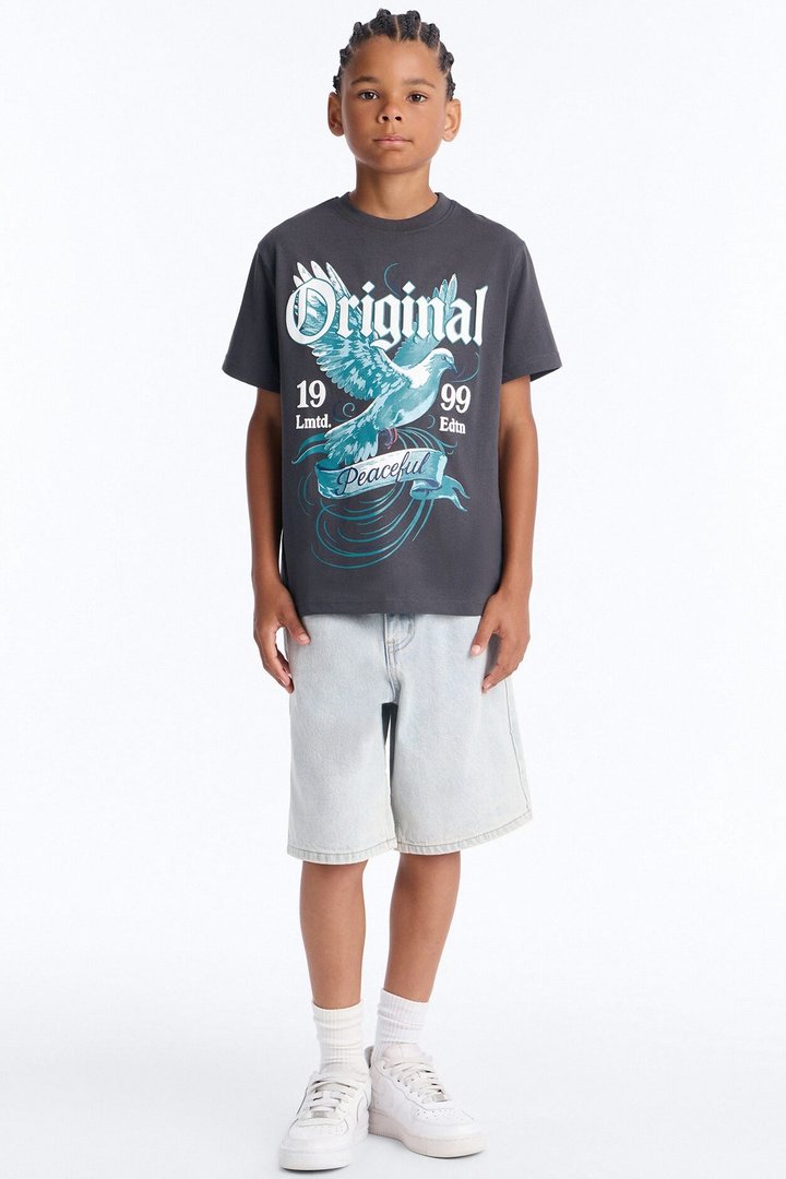 Mini Original Dove Short Sleeve Front/Back Tee - Charcoal