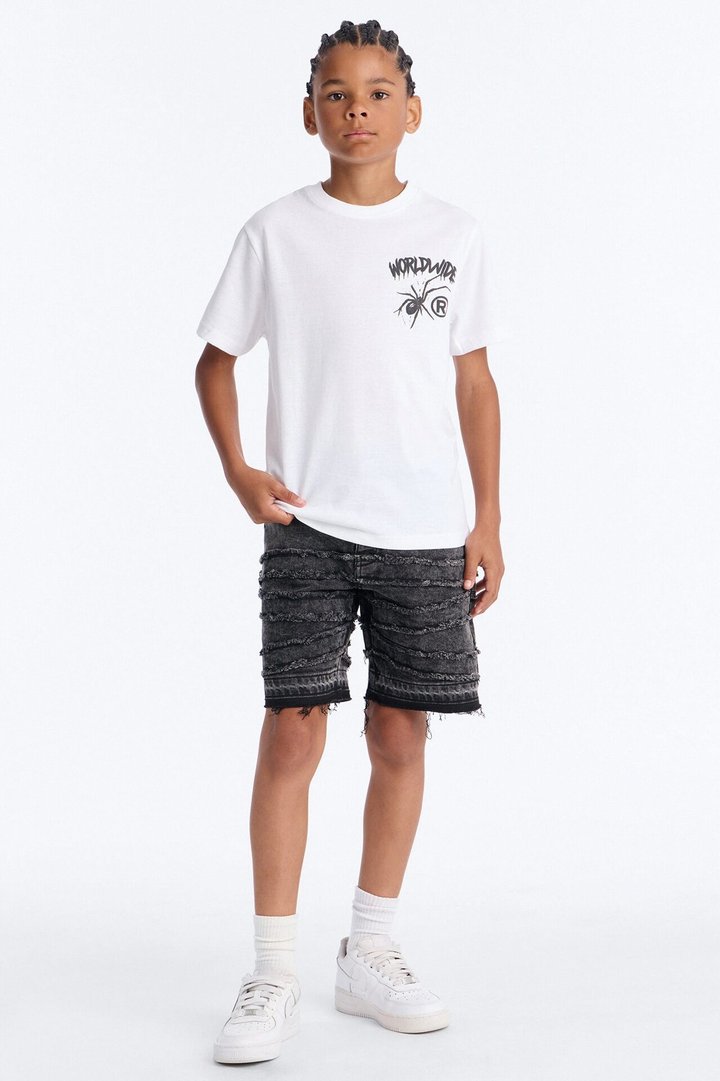 Mini Worldwide Spider Short Sleeve Front/Back Tee - White
