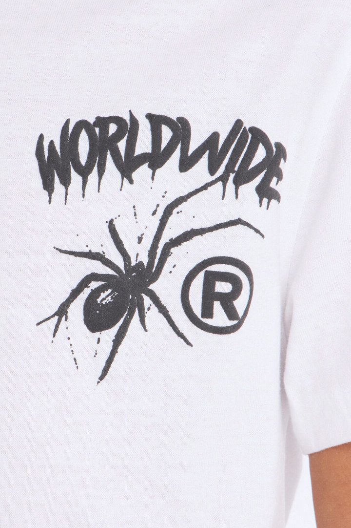 Mini Worldwide Spider Short Sleeve Front/Back Tee - White