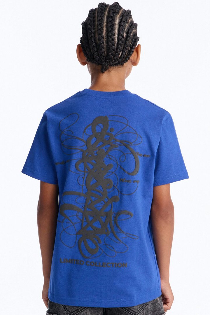 Mini Greatest Graffiti Short Sleeve Front/Back Tee - Royal