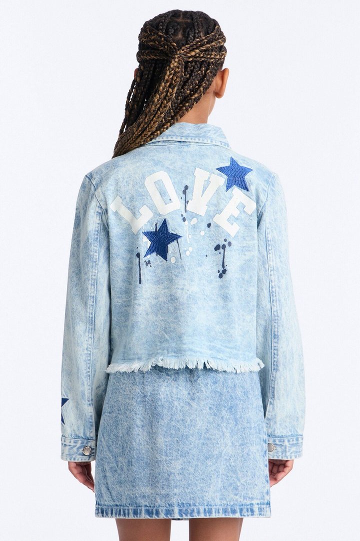 Mini Endless Love Mineral Wash Denim Jacket - Light Wash