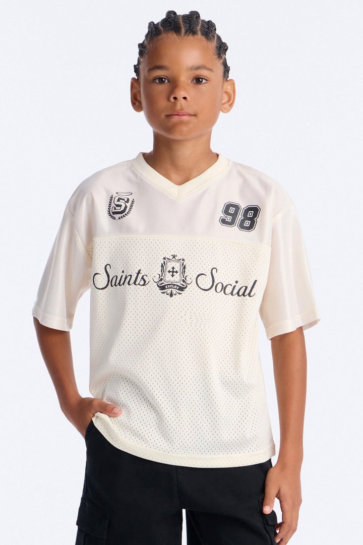 Mini Saints Studios Short Sleeve Soccer Jersey - Off White