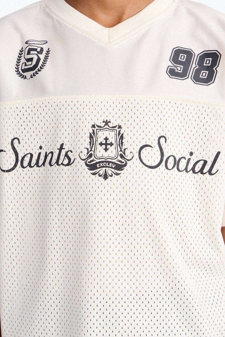 Mini Saints Studios Short Sleeve Soccer Jersey - Off White