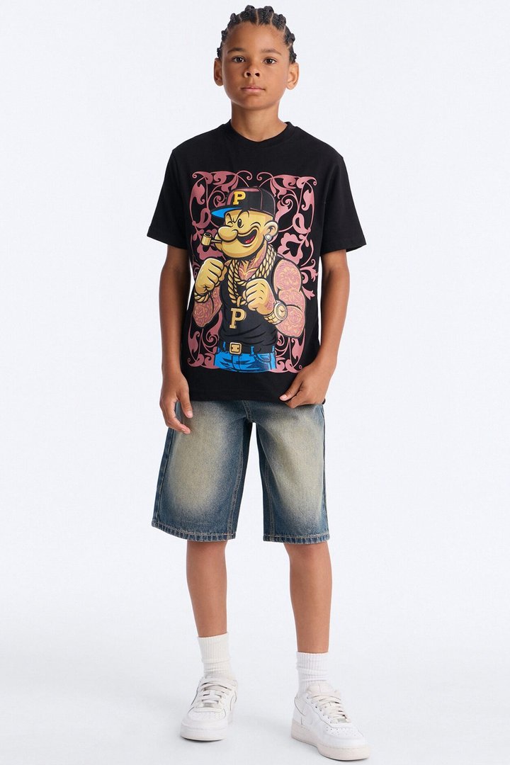 Mini Popeye's Drip Short Sleeve Tee - Black