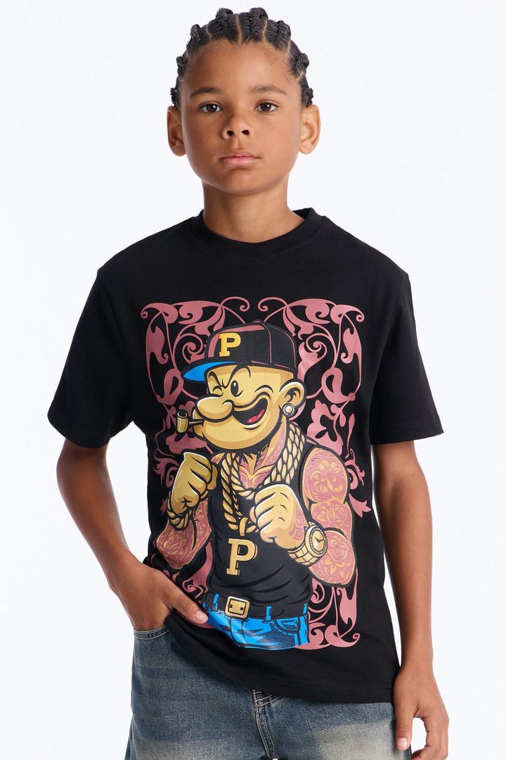 Mini Popeye's Drip Short Sleeve Tee - Black