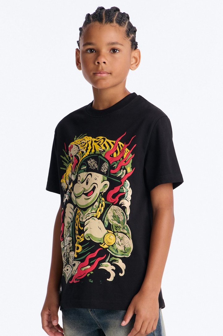 Mini Popeye Gets Money Short Sleeve Tee - Black