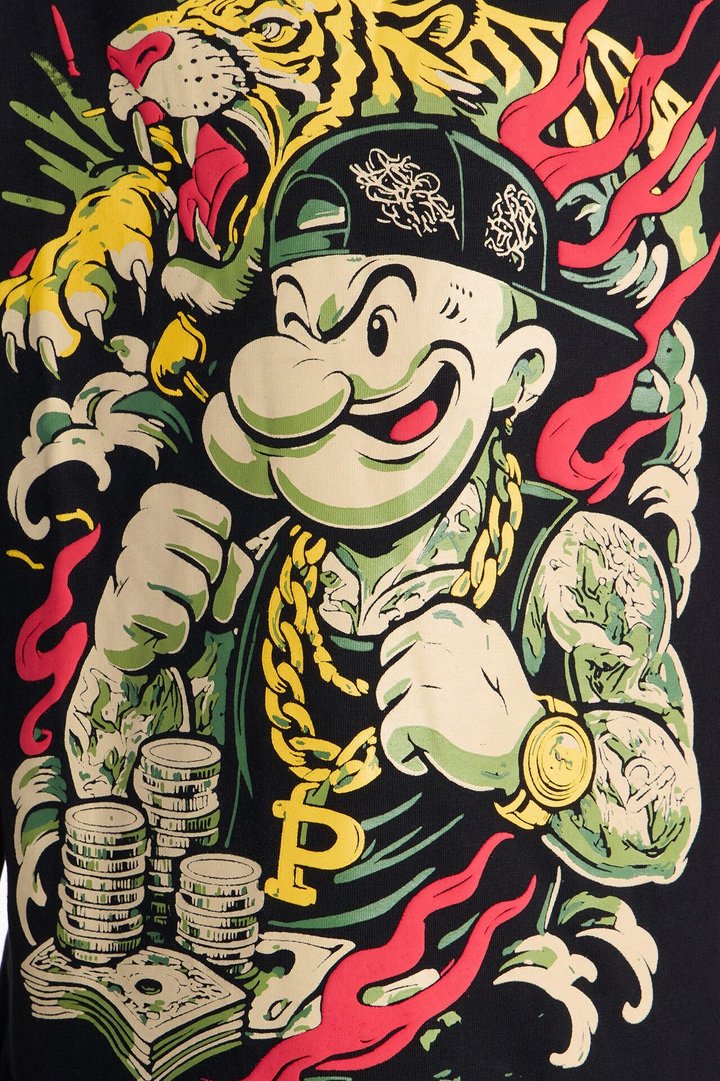 Mini Popeye Gets Money Short Sleeve Tee - Black