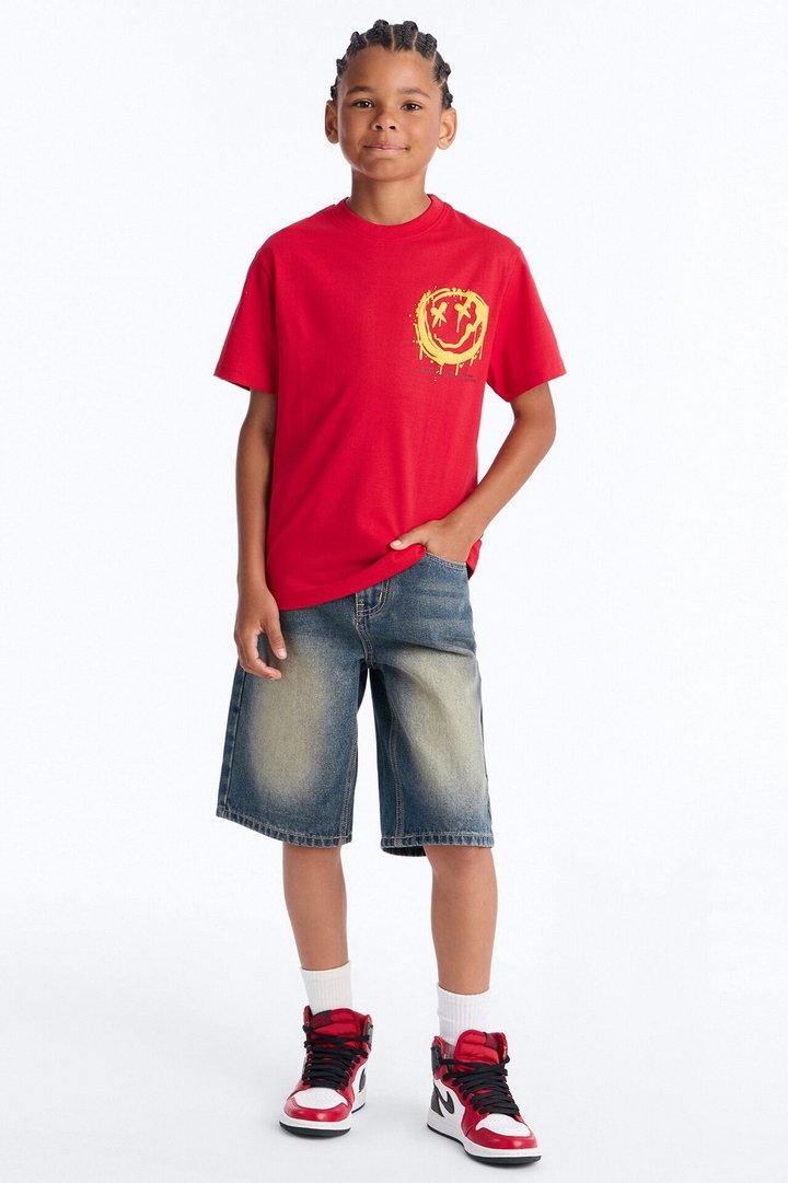 Mini Smile Through The Hustle Short Sleeve Front/Back Tee - Red