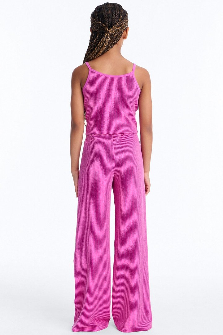 Mini Paulette Ribbed Pant Set - Magenta