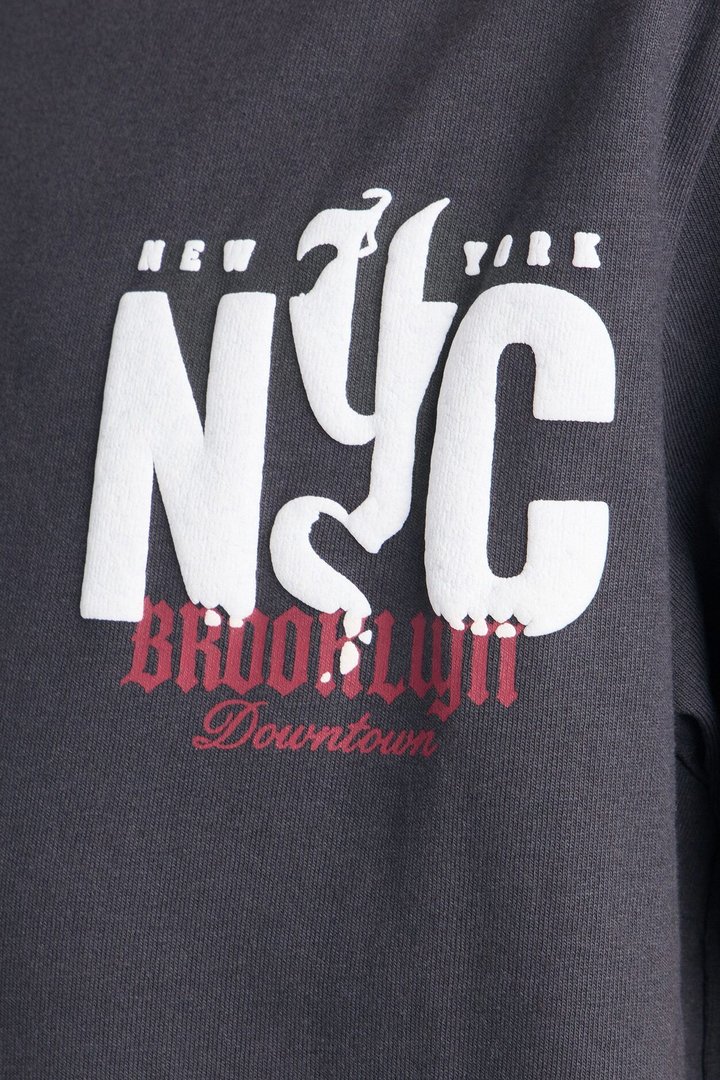 Mini Downtown Brooklyn Dove Short Sleeve Front/Back Tee - Charcoal