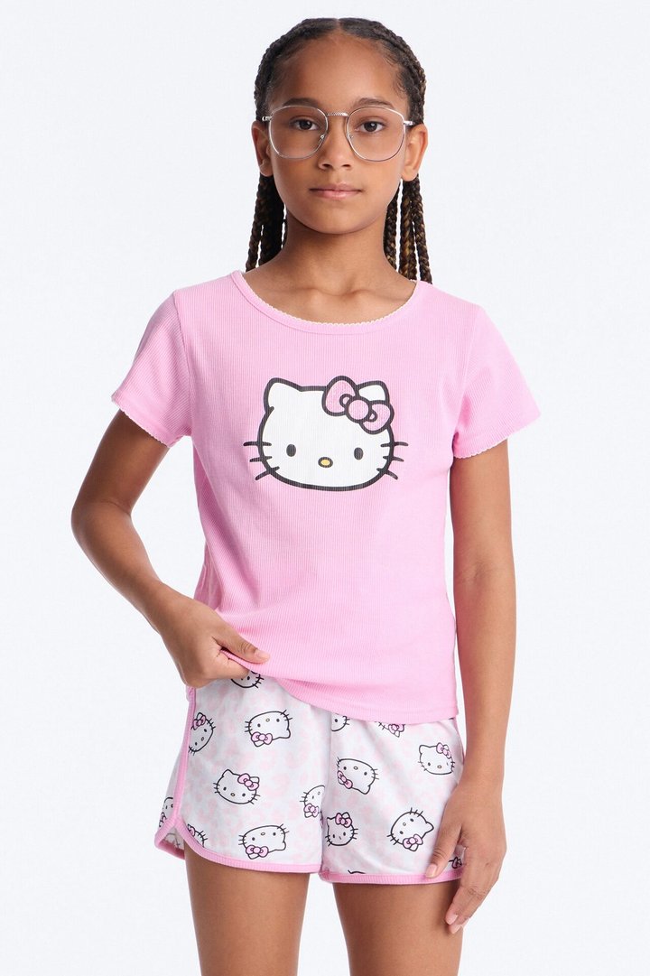 Mini Hello Kitty Stay Cute Short Set - Pink/combo