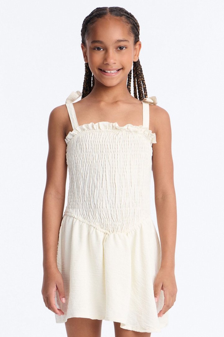 Mini Shaye Smocked Romper - Ivory