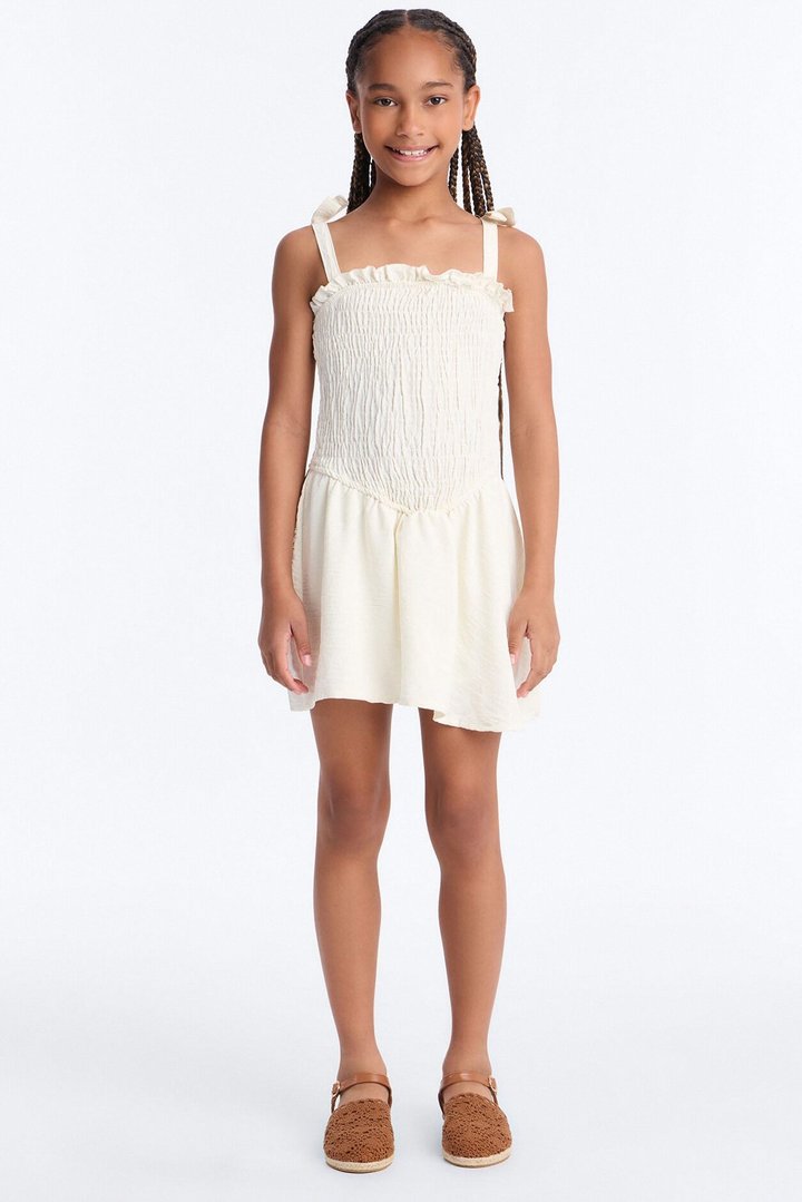 Mini Shaye Smocked Romper - Ivory