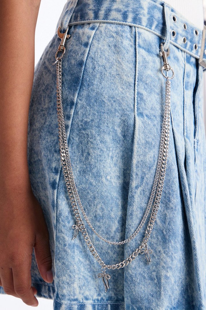 Mini Stay In The Present Pant Chain - Silver