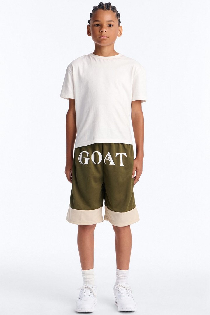 Mini The GOAT Till The End Mesh Shorts - Olive