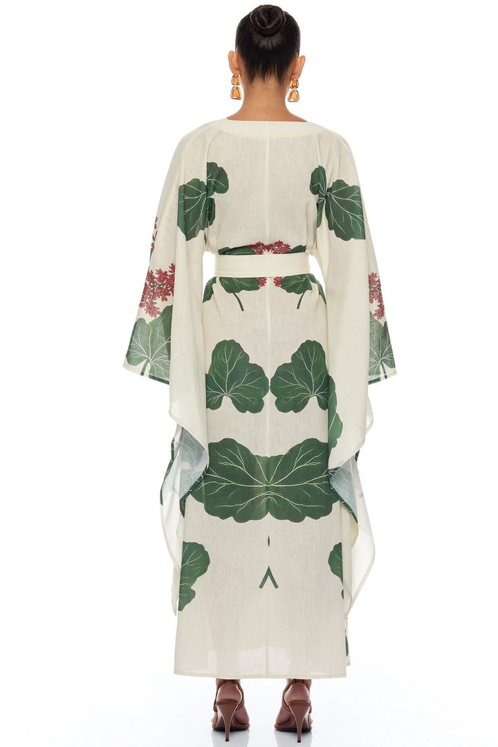 Tropic Getaway Linen Kimono - Ivory/combo