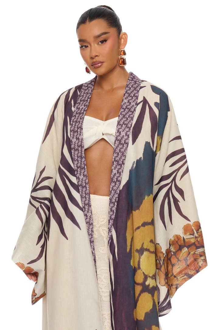 Samira Tie Waist Linen Maxi Dress - Taupe/combo