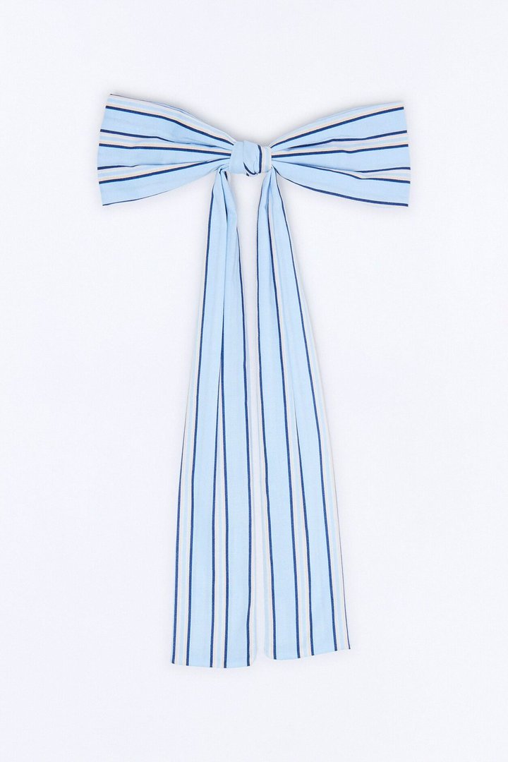 Line Up Bow Hair Clip - Blue/combo