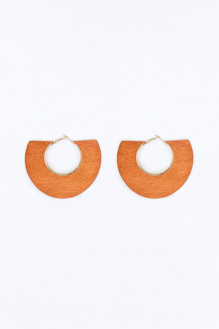 Harvest Moon Wood Hoop Earrings - Brown