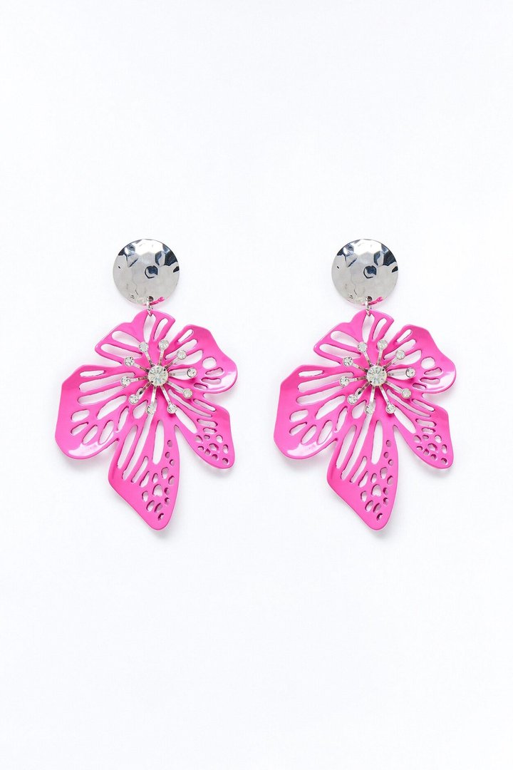 Aloha Babe Floral Drop Earrings - Pink