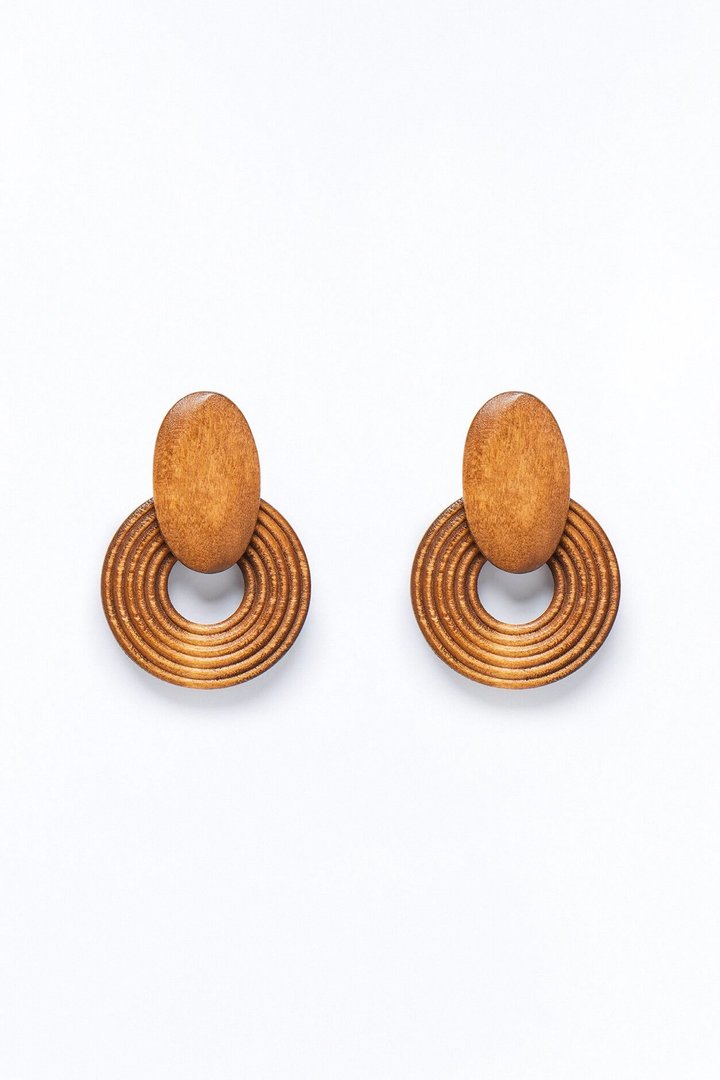 Modern Wanderer Wood Drop Earrings - Brown