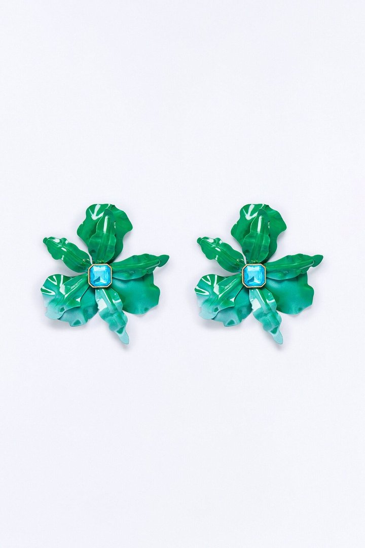 Maui Babe Floral Drop Earrings - Green/combo