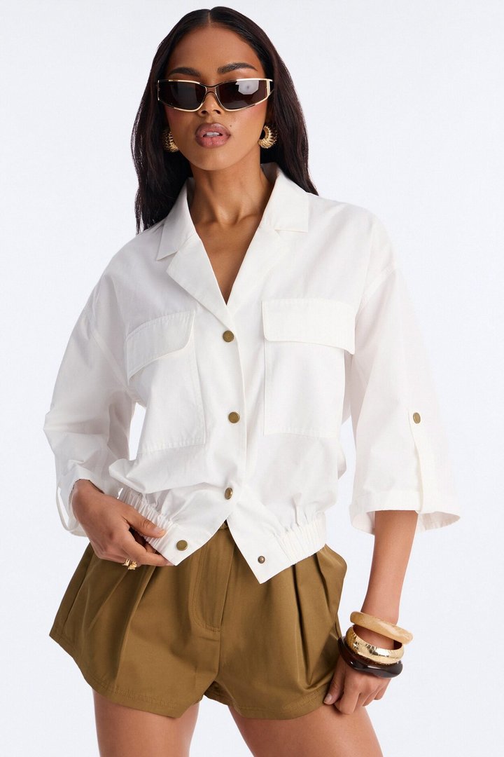 Plans Made Oversized Airflow Shirt - White