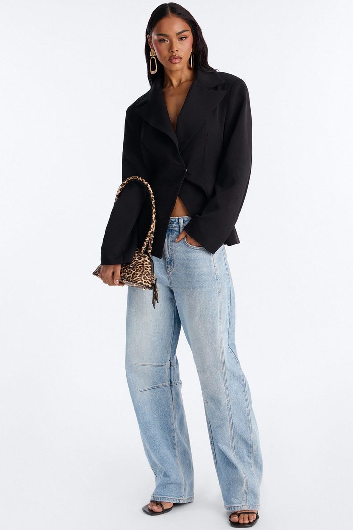 Always Elevated Adjustable Belted Blazer - Black