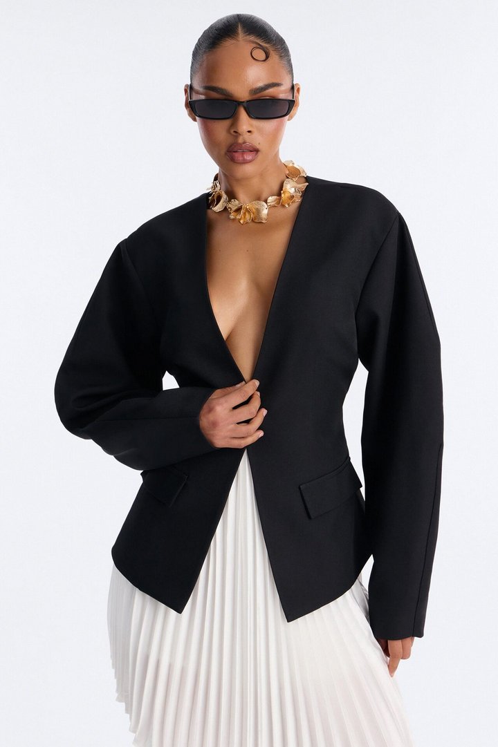 Mariella Barrel Sleeve Blazer - Black