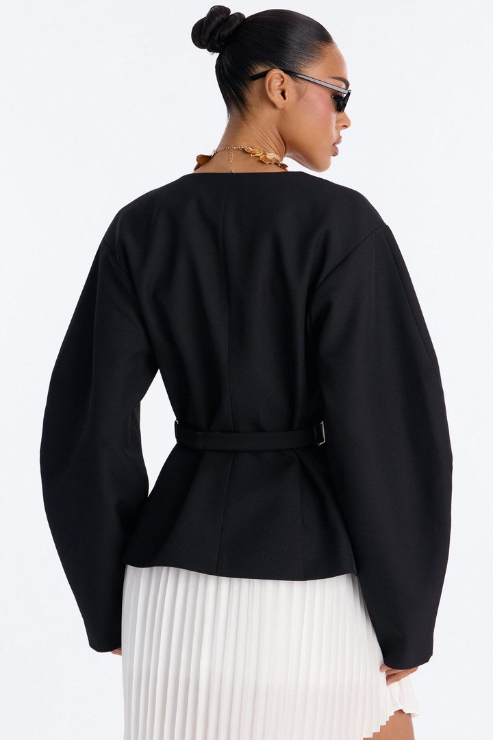 Mariella Barrel Sleeve Blazer - Black