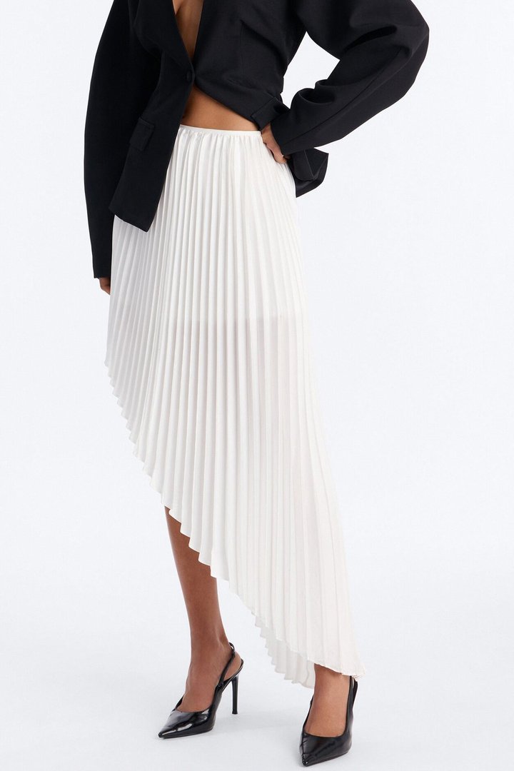 Zosia Plisse High Rise Maxi Skirt - Ivory