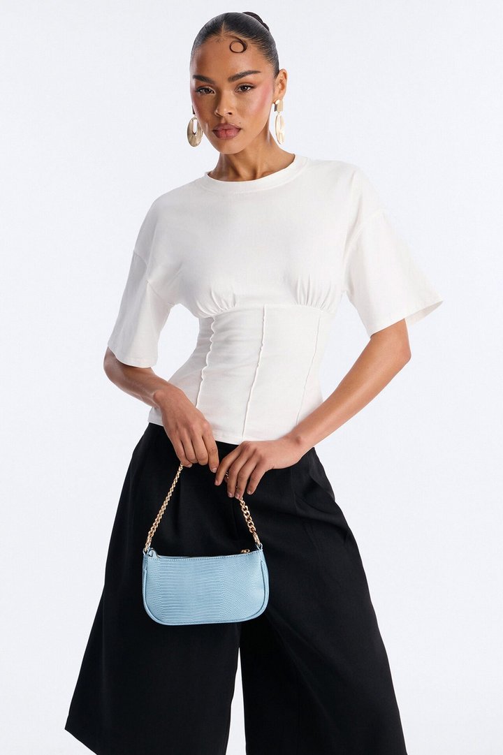 No Baggage To Carry Faux Leather Bag - Blue