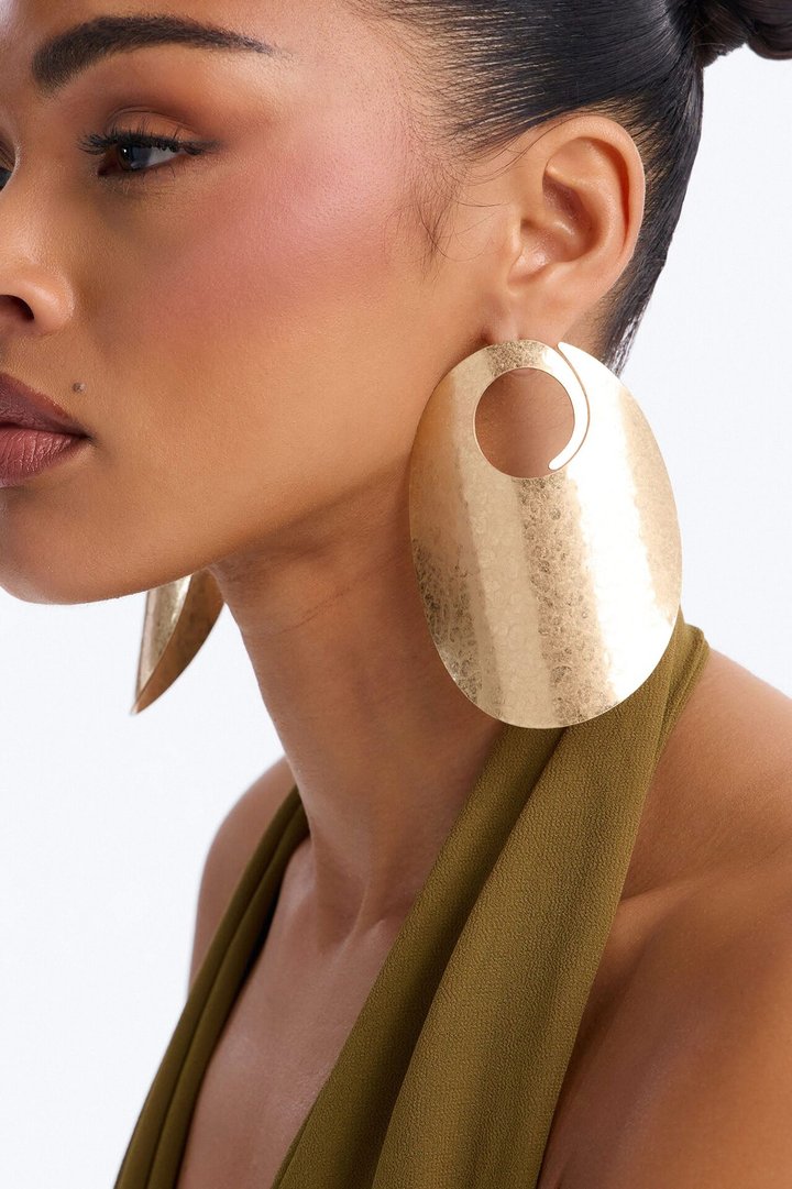 Garcia Oval Hardware Drop Earrings - Gold