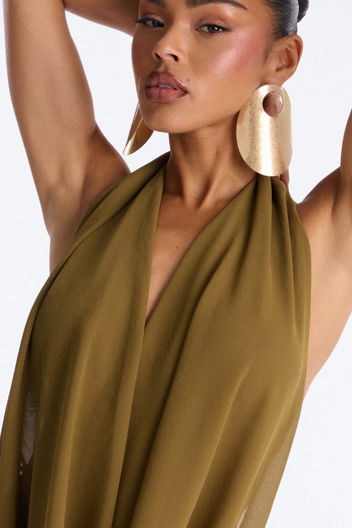 Celsa Chiffon Cowl Jumpsuit - Olive