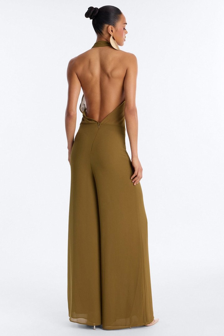 Celsa Chiffon Cowl Jumpsuit - Olive
