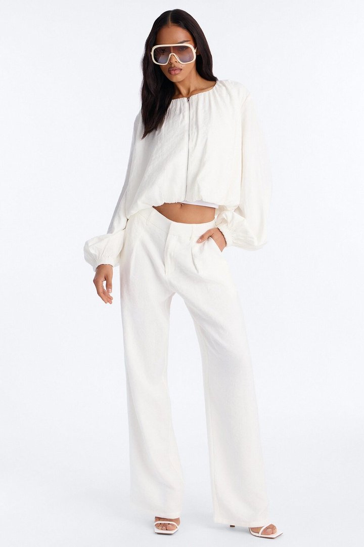 Calliope Linen Straight Leg Trouser Pant - Ivory