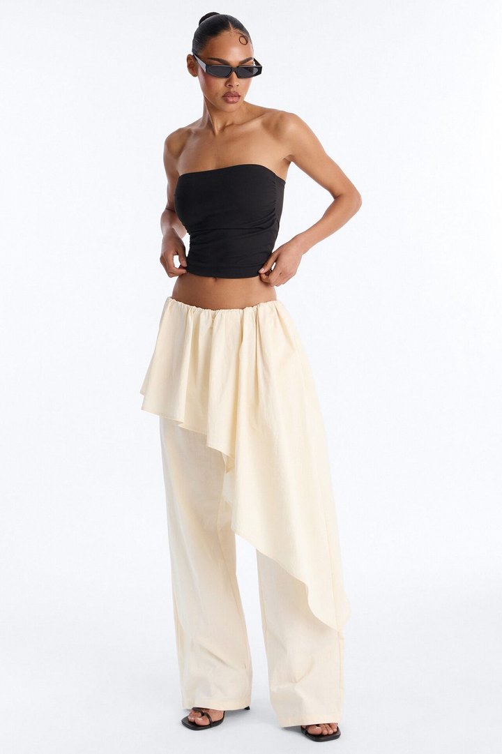 Dramatic Effect Low Rise Twill Skirt Pant - Ivory