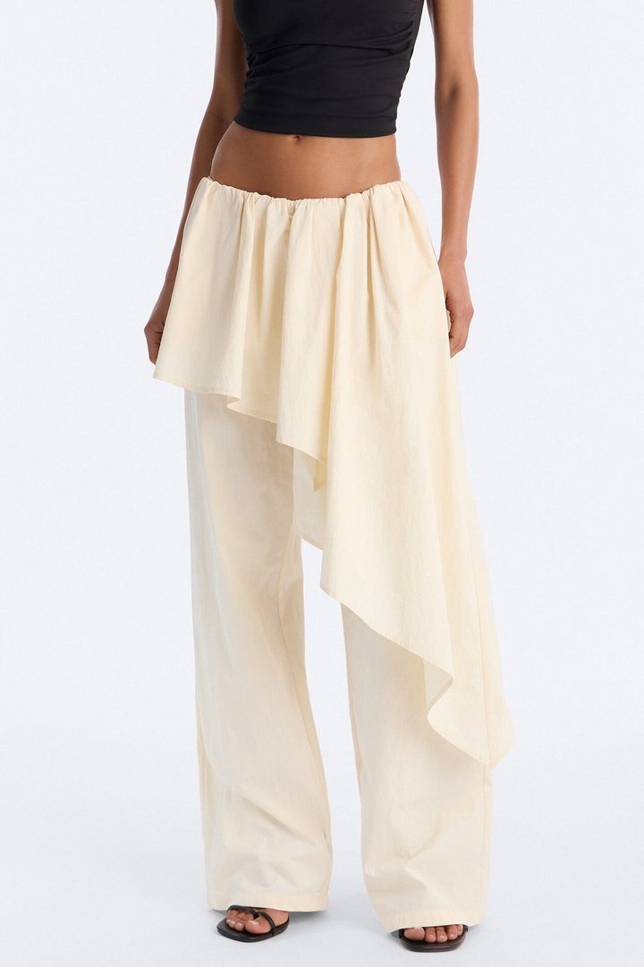 Dramatic Effect Low Rise Twill Skirt Pant - Ivory