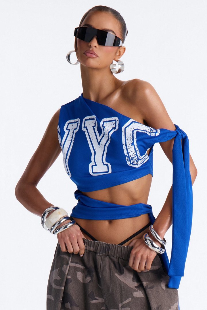 NYC It Girl Off Shoulder Top - Royal