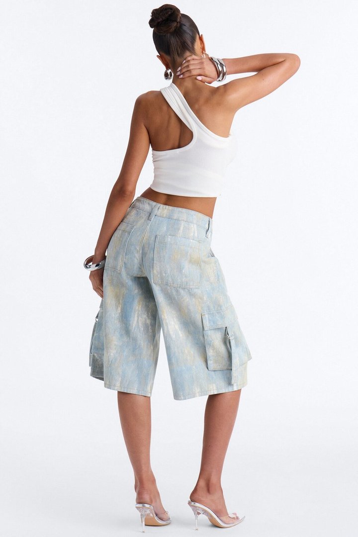 Spring Chaos Cargo Bermuda Short - Blue/combo