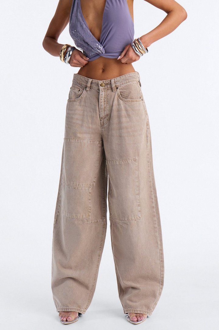 Segal Low Rise Baggy Taper Leg Pant - Mocha