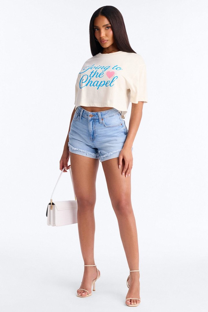 Going To The Chapel Baby Tee - Cream