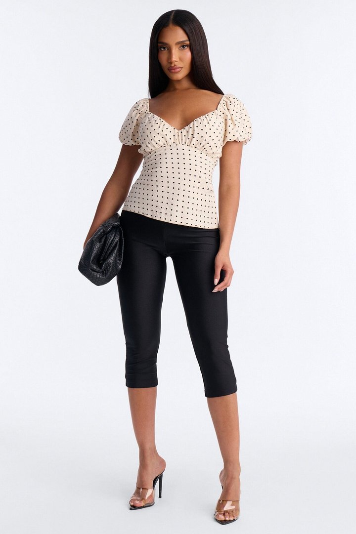 Clancy Polka Dot Babydoll Top - White/Black
