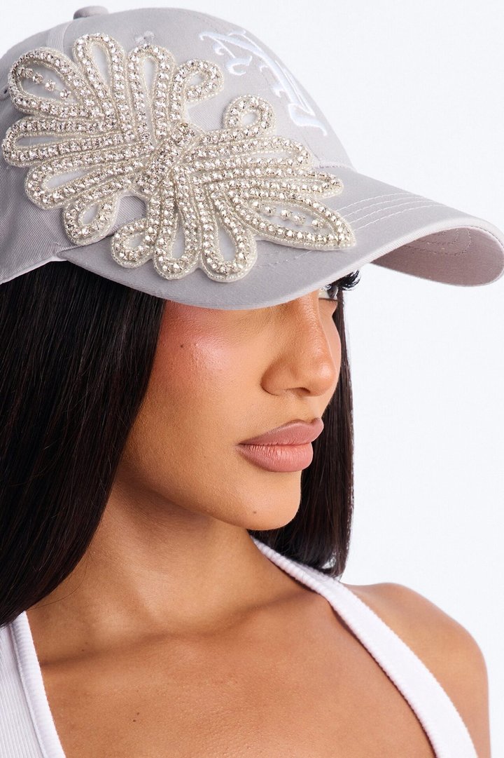 In My City NY Embellished Baseball Hat - Grey
