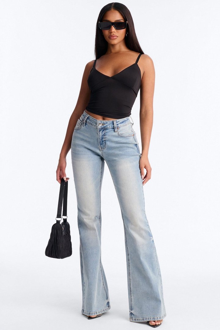 Ella V Neck Cami Top - Black