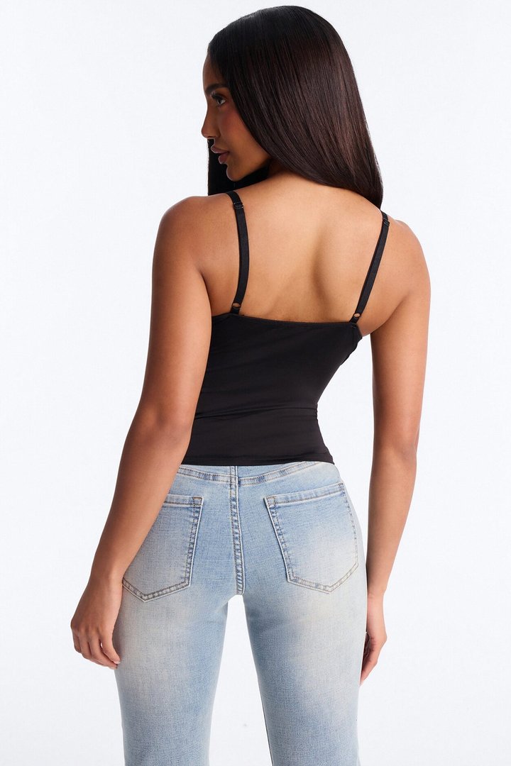 Ella V Neck Cami Top - Black