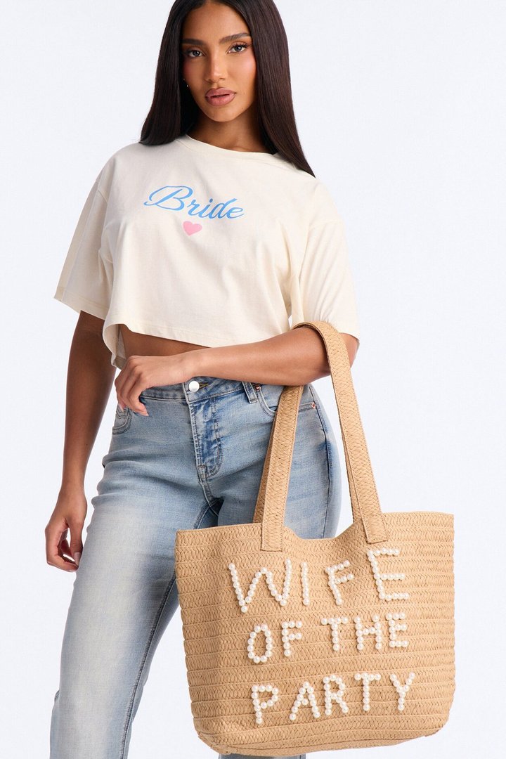 Wife Of The Party Straw Tote - Natural/Combo