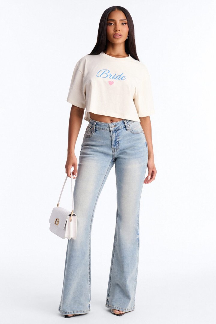 Bride Vibes Cropped Tee - Cream